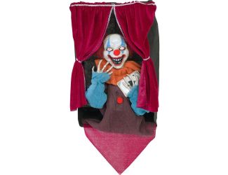 Ace the Talking Clown, Hanging Halloween Decoration, Indoor or Covered Outdoor Display, Red LED Eyes