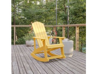 Adirondack Style Poly Resin Wood Rocking Chair for Indoor/Outdoor Use - Black