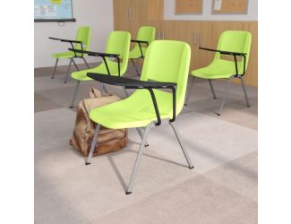 Green Ergonomic Shell Chair with Left Handed Flip-Up Tablet - Tablet Arm Desk