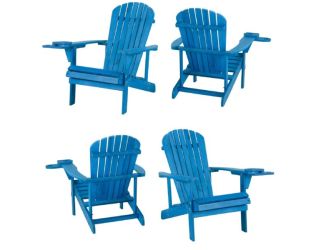 Earth Collection Adirondack Chair w/Phone & Cup Holder, Set of 4 - Sky Blue