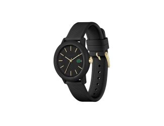 Ladies 12.12 Black Silicone Strap Watch Black Dial
