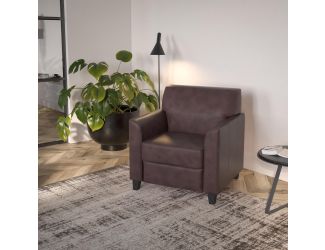 Brown LeatherSoft Chair with Clean Line Stitched Frame - Reception Seating