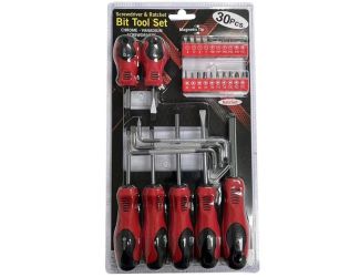 30pc Screwdriver & Ratchet Bit Tool Set