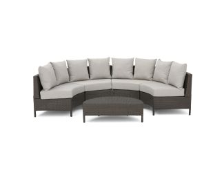 Outdoor 5-Piece Wicker Sofa Set w/Water-Resistant Cushions - Brown