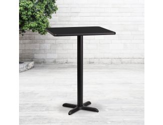24" Square Black Laminate Table Top with 22" x 22" Bar Height Table Base