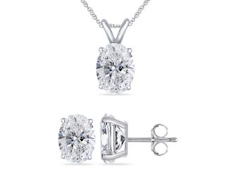Bright White Pinnacle Oval Lab Grown Diamond Pendant-Stud Set in 14K Rose Gold 0.95ct, GH, VVS