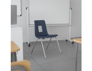 Navy Student Stack Chair 16"H Seat - School Classroom Chair for 3rd-7th Grade