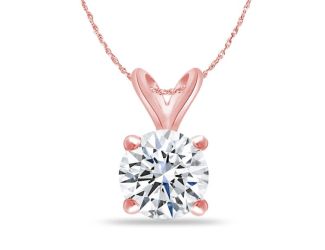 Bright White Round Lab Grown Diamond Pendant in 14K Rose Gold 1.80ct, Color-FG, Clarity-VS SI