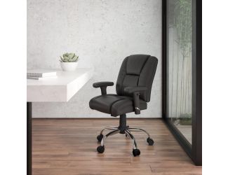 Big & Tall 400 lb. Rated Black LeatherSoft Chair w/Chrome Base & Adjustable Arms