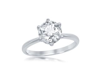 Sterling silver and CZ solitaire ring: Size 7