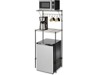 Supreme Over-the-Fridge Shelf with Mug and Cup Hooks, 56.5-In. H x 23-In. W x 15.75-In. D, Black