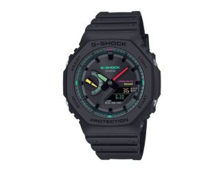 Men's 2100 Black Resin Ana/Digi Smartphone Link Watch w/ Fluoroescent Accents