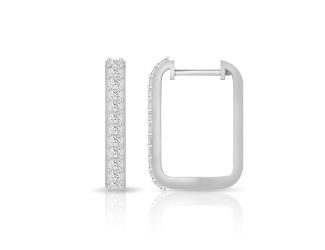 PARIKHS Princess cut Diamond Hoop Earring in 14K White Gold 0.35ct, Color-IJ, Clarity-VS2 SI1