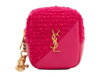 Saint Laurent Jamie YSL Keyring Cube Magenta Tweed Leather
