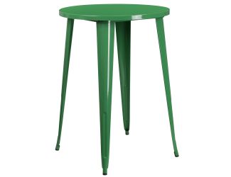 30" Round Green Metal Indoor-Outdoor Bar Height Table - Industrial Table