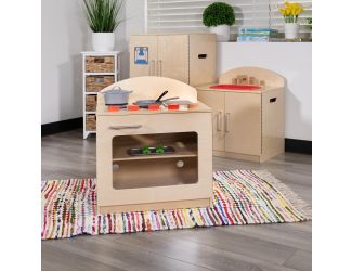 Children's Wooden Kitchen Stove with Turnable Knobs for Commercial or Home Use