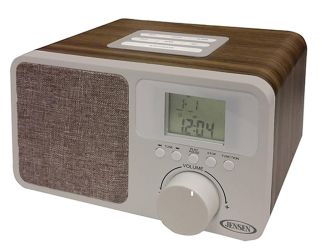 Digital AM/FM Dual Alarm Clock Radio with Wood Cabinet