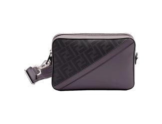 Fendi Diagonal FF Jacquard Acciaio Gray Camera Crossbody Bag