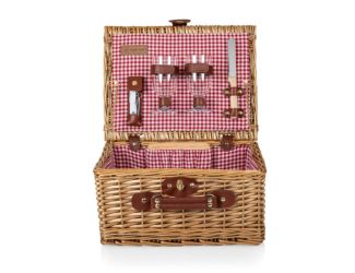Classic Wine Basket - Red & White Gingham Pattern