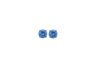 Silver CZ Blue "Royal Stud" Earrings-4.00tcw