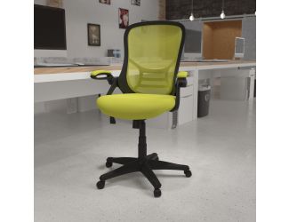High Back Green Mesh Ergonomic Office Chair with Black Frame and Flip-up Arms