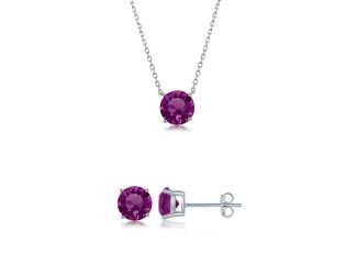 Sterling Silver and Amethyst "February" Swarovski Crystal Necklace and Earring Set.