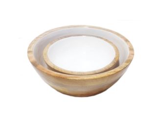 Jeanne Fitz Wood + White Collection Mango Wood Small and Medium Serving Bowls