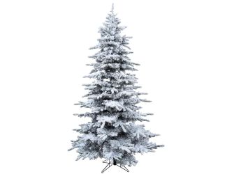 7.5-Ft Silverado Pine White Flocked Slim Christmas Tree with Metal Stand, No Lights