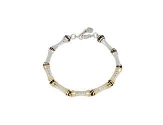Canias Pave CZ Single Row Bracelet.  7" length. rhodium and Gold. Made in America