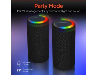 HyperGear SET of 2 - Halo XL Waterproof 360 LED Wireless Speakers