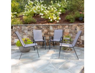 4 Pack Gray Outdoor Stack Chair with Flex Comfort Material - Patio Stack Chair