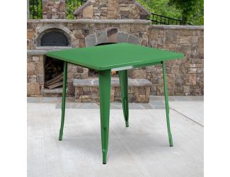 31.5" Square Green Metal Indoor-Outdoor Table - Hospitality Furniture