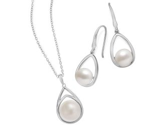 Modern Pearl Earring and Necklace Set