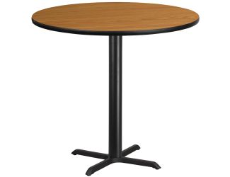 42" Round Natural Laminate Table Top with 33" x 33" Bar Height Table Base