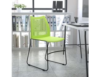 Home and Office Green Sled Base Stack Chair with Air-Vent Back - Guest Chair