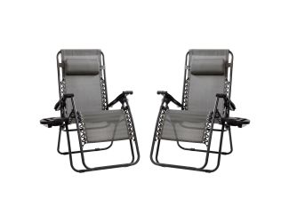 2pc Zero Gravity Reclining Lounge Chair Set: Gray