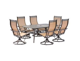 Manor 7-Piece Outdoor Dining Set with Six Swivel Rockers and a Large Cast-top Dining Table