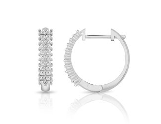 PARIKHS Princess cut Diamond Hoop Earring in 14K White Gold 0.35ct, Color-IJ, Clarity-VS2 SI1