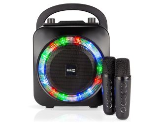 Mini Karaoke Bluetooth Speaker w/ Dual Wireless Microphones Black