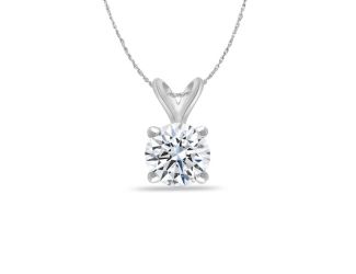 Bright White Round Lab Grown Diamond Pendant in 14K White Gold 0.15ct, Color-FG, Clarity-VS SI