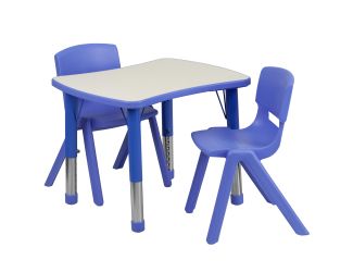 21.875"W x 26.625"L Rectangular Blue Plastic Activity Table Set with 2 Chairs