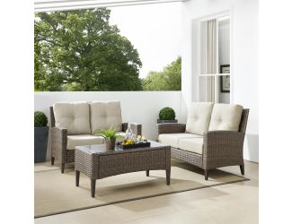 Rockport Outdoor Wicker 3Pc Conversation Set