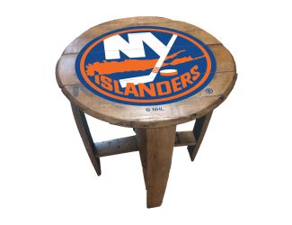 New York Islanders Oak Barrel Table