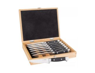 8 - Piece Steakhouse Steak Knife Set with Storage Box - (Black)