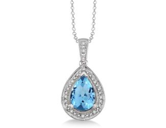 Blue Topaz and Diamond Necklace