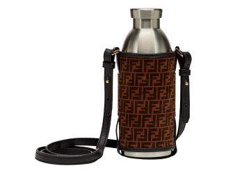 Fendi x 24 Bottles FF Print Suede Bottle Holder Crossbody 2 Piece Set