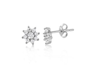 PARIKHS Rhodium Plated Flower Earring in 925 Sterling silver