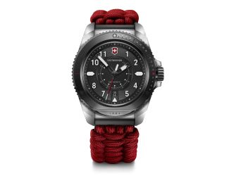 Journey Quartz Le 43mm, Silver Stainless Steel Case, Black Dial, Red Paracord Strap