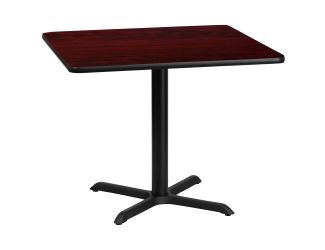 36" Square Mahogany Laminate Table Top with 30" x 30" Table Height Base