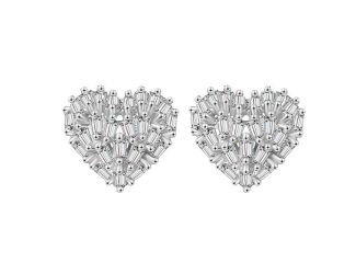Sterling Silver Moissanite Heart Earrings